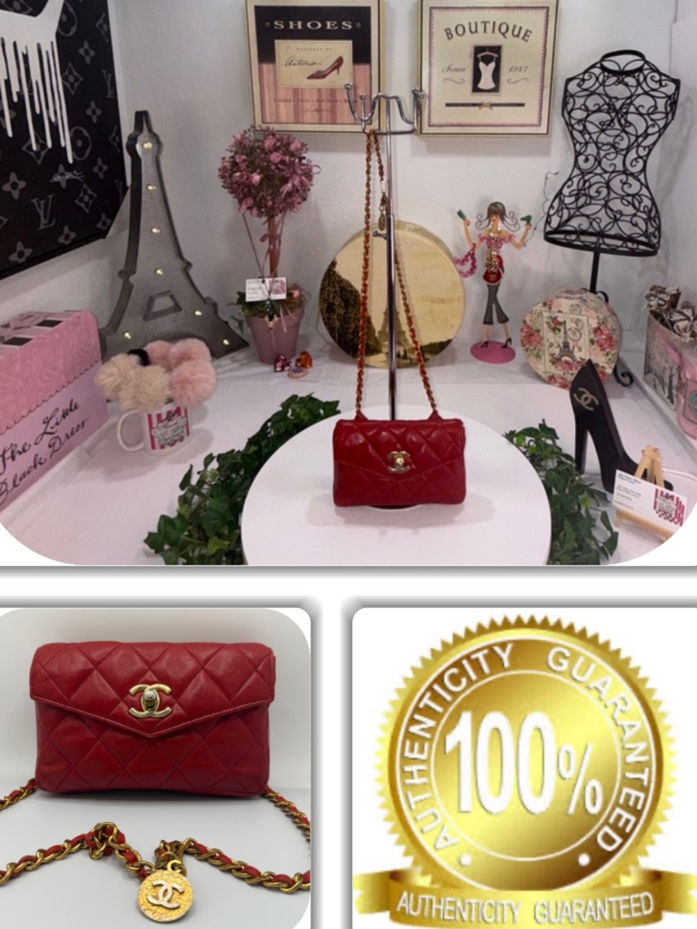 POSH CHANEL RED BUM/FANNY-BELT BAG HANDBAG! (RARE)